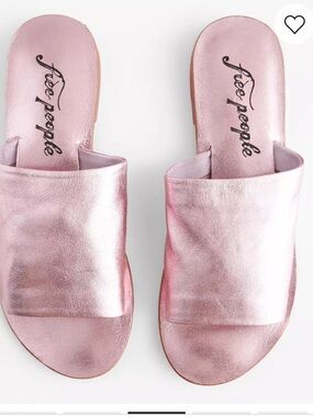 Free People Metallic Pink Slide Mules